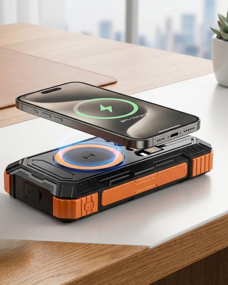 YamanHobi 20000 mAh Solar Powerbank Kablosuz Şarjlı LED Göstergeli
