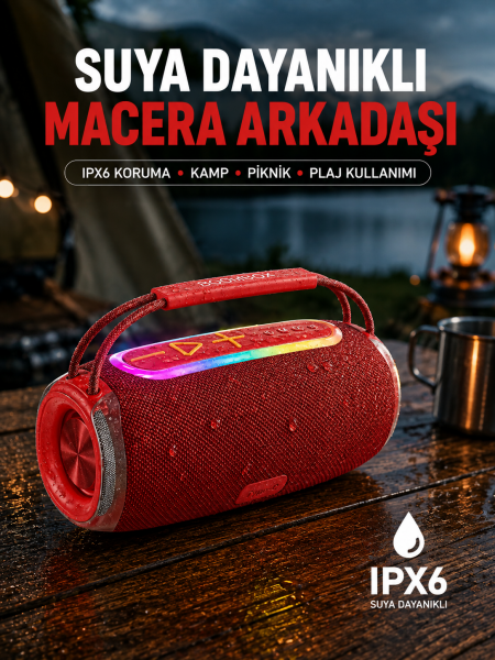 20W Kablosuz Bluetooth Hoparlör RGB Işık Efektli USB/SD/AUX Destekli - Lisinya