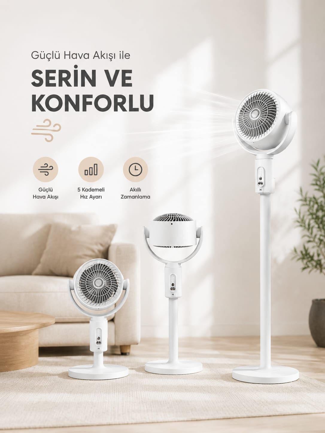 Sessiz Çalışma Özelliğiyle Rahat Kullanım Sunan Dikey Vantilatör - Lisinya