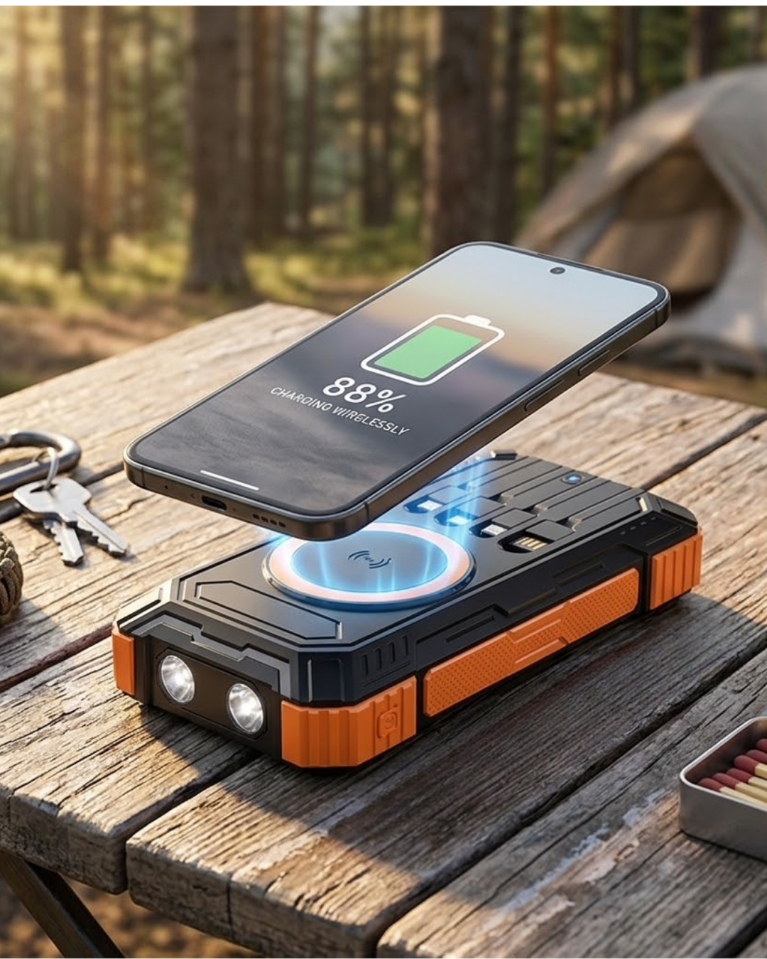 YamanHobi 20000 mAh Güneş Enerjili Powerbank Kablosuz Şarjlı LED Göstergeli Taşınabilir Şarj Cihazı