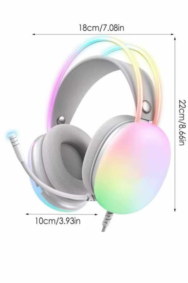 Yeni Nesil Kulak Üstü Kablosuz Uzun Ömürlü RGB Işıklı Bluetooth Kulaklık -Pembe