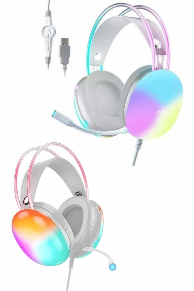 Yeni Nesil Kulak Üstü Kablosuz Uzun Ömürlü RGB Işıklı Bluetooth Kulaklık -Pembe