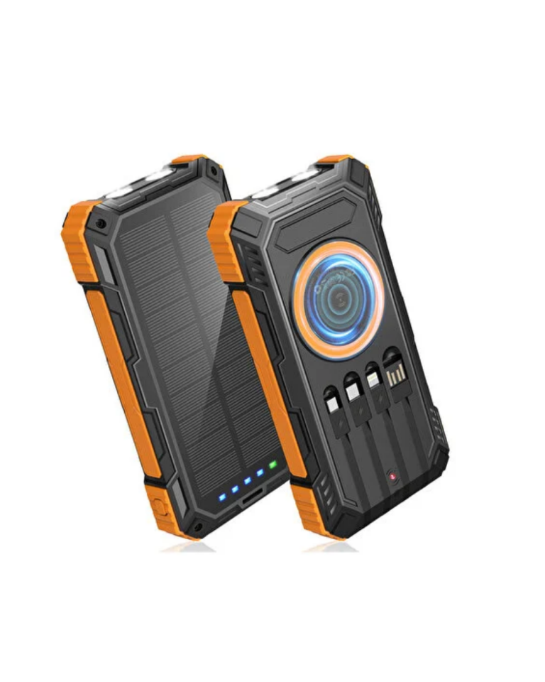 YamanHobi 20000 mAh Güneş Enerjili Powerbank Kablosuz Şarjlı LED Göstergeli Taşınabilir Şarj Cihazı