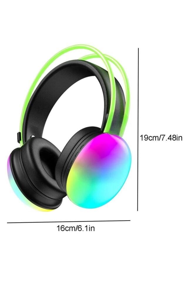 RGB Işıklı Yüksek Ses Kaliteli Kablosuz Kulak Üstü Bluetooth Kulaklık -Kırmızı