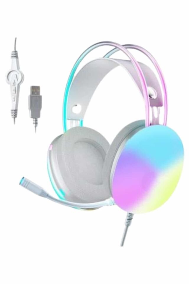 RGB Işıklı Yüksek Ses Kaliteli Kablosuz Kulak Üstü Bluetooth Kulaklık -Kırmızı