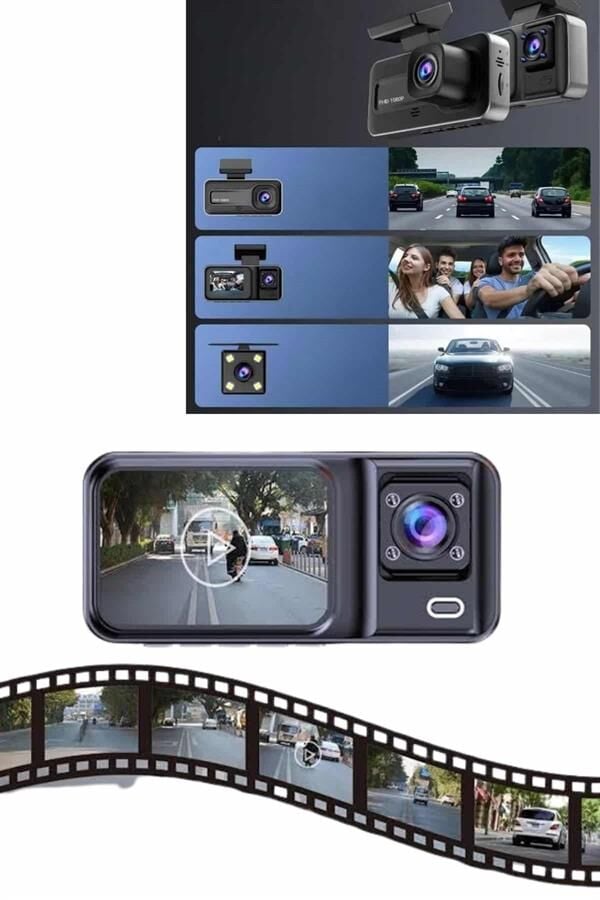 DVR Araç İçi Kamera Ön ve İç Kamera 2 İnç Ekranlı Çift Kamera - Lisinya