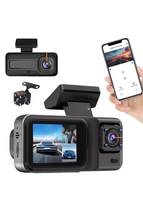DVR Araç İçi Kamera Ön ve İç Kamera 2 İnç Ekranlı Çift Kamera - Lisinya