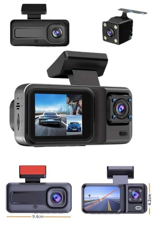 DVR Araç İçi Kamera Ön ve İç Kamera 2 İnç Ekranlı Çift Kamera - Lisinya