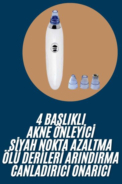 Yeni Nesil Vakumlu Pilli Siyah Nokta ve Yüz Temizleme Cihazı 4 Başlıklı - Lisinya