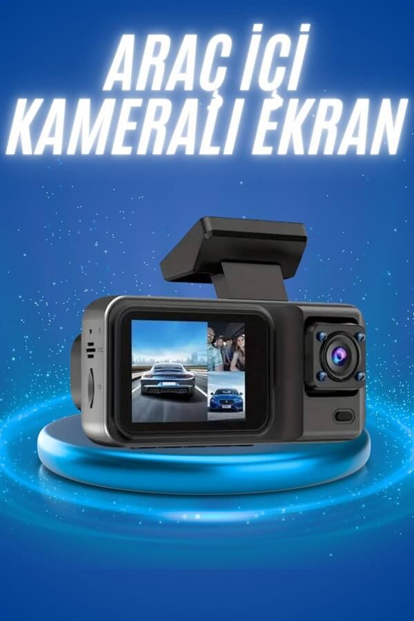 Ekranlı Sürüş Kaydedici DVR Ön ve Arka Kameralı Full HD Çözünürlüklü - Lisinya
