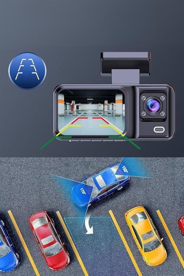 Ön ve Arka Kameralı 2 İnç 1080P Full HD DVR Araç İçi Ekran - Lisinya