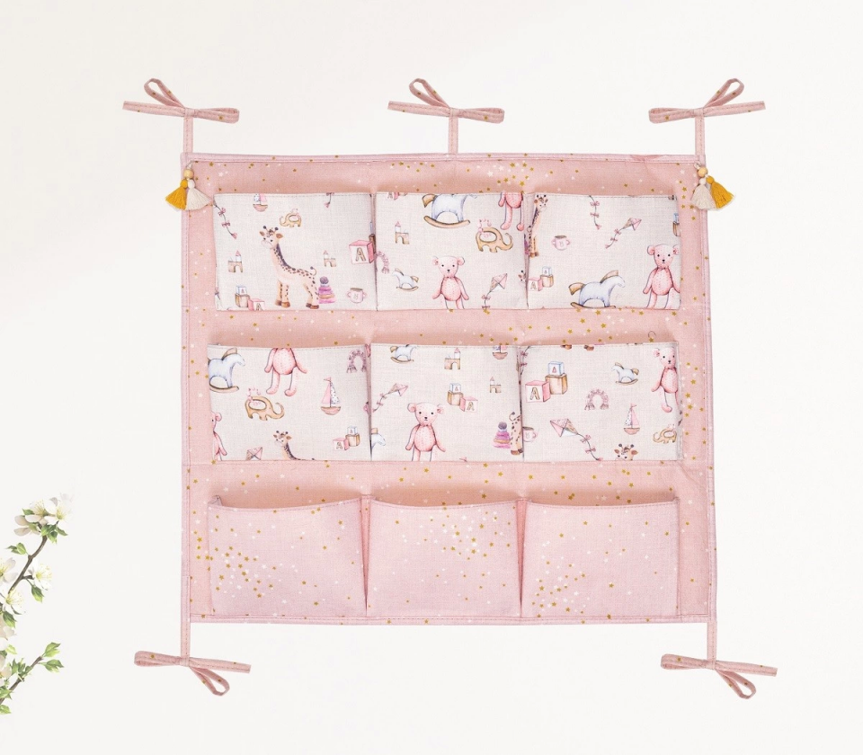 Baby 9 Cepli Bağlamalı Beşik Kenarı Düzenleyici (pembe) ( Lisinya )