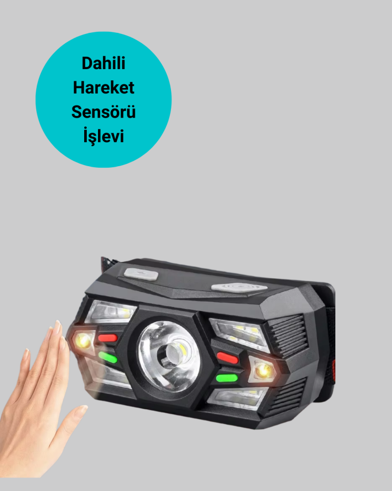 Hareket Sensörlü Şarjlı LED Far Suya Dayanıklı Çok Modlu - Lisinya
