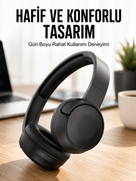 Kulak Üstü Kablosuz Bluetooth Kulaklık Gürültü Önleyici Uzun Şarj Süreli - Lisinya