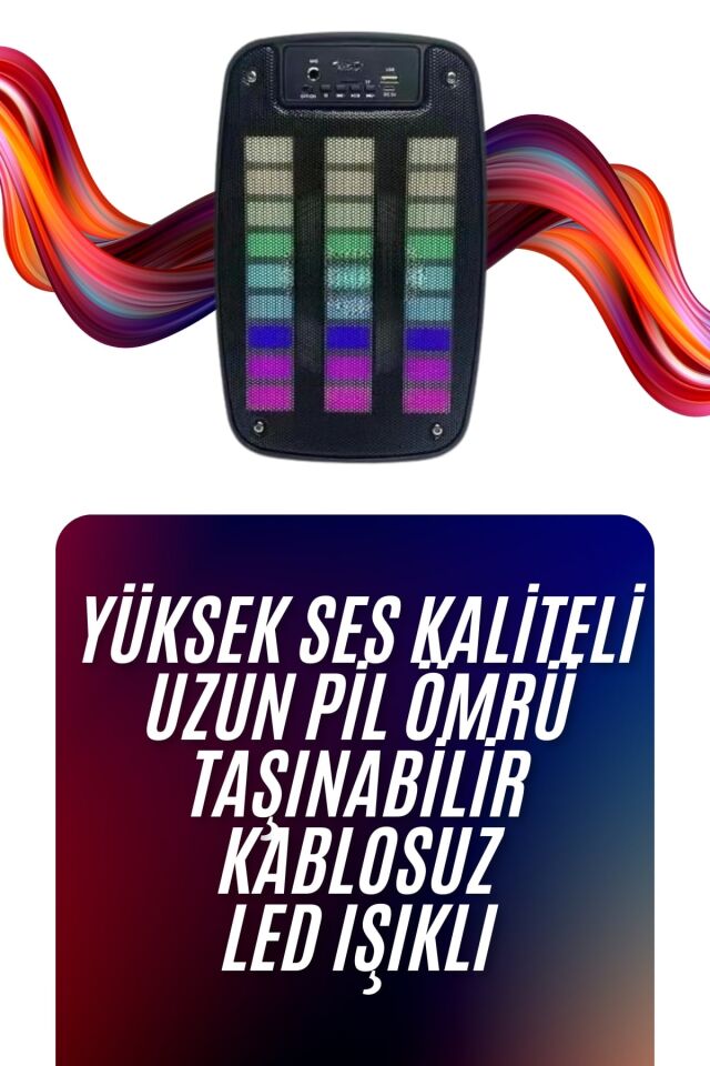 Bluetooth Hoparlör Taşınabilir Şarjlı Işıklı Büyük Boy Yüksek Ses Kaliteli - Lisinya