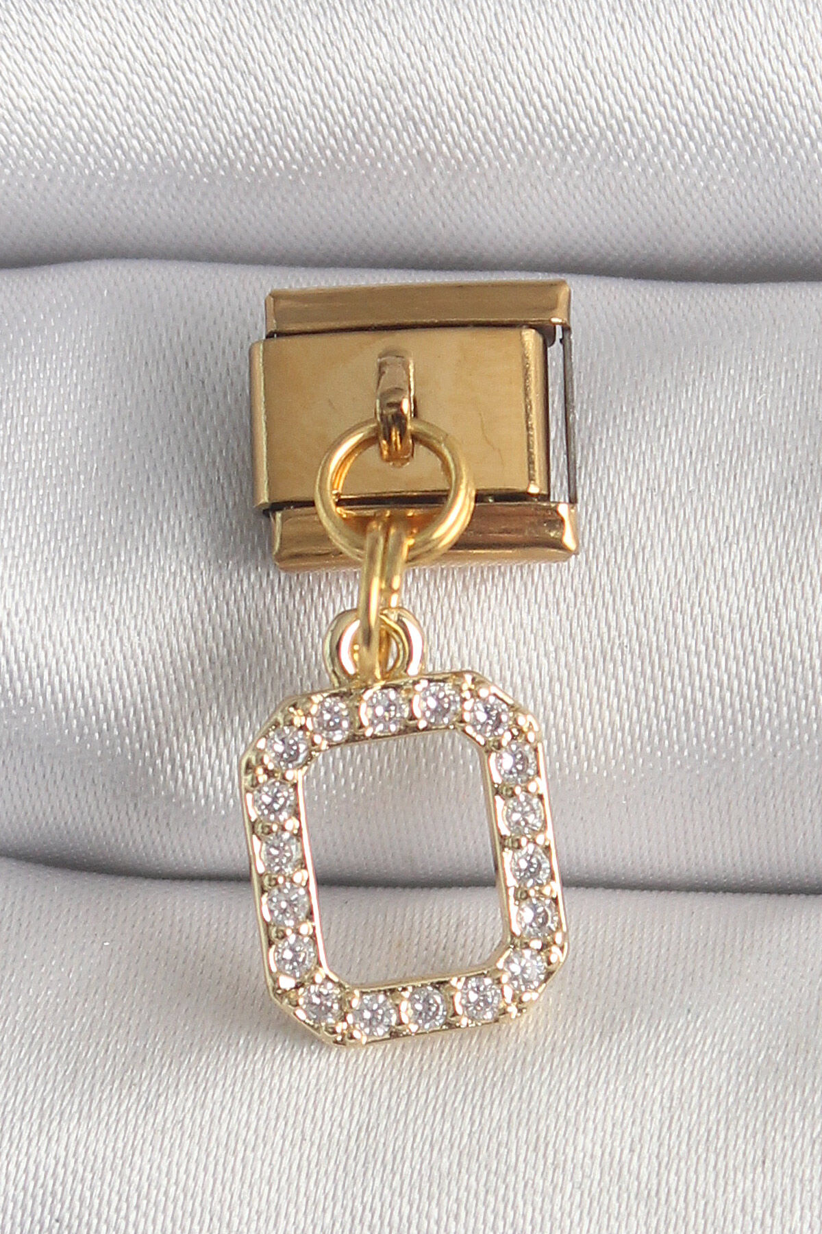 316L Çelik Gold Renk Sallantı Kare Zirkon Taşlı Nomination Charm - Lisinya