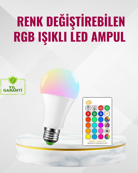 RGB Uzaktan Kumandalı LED Ampul 16 Renk Dekoratif Aydınlatma - Lisinya