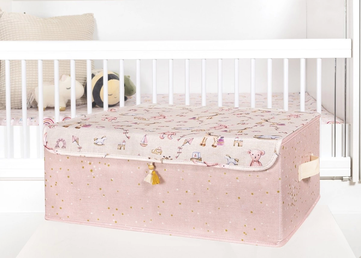 Baby Püsküllü Kapaklı Kutu Düzenleyici Çok Amaçlı Organizer Kutu Baza Boy (pembe) -04249 ( Lisinya )