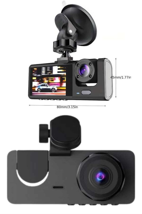 Yol Kayıt Araç Kamerası HD DVR 3 Kameralı 2.0in Ekranlı Ön İç Arka - Lisinya