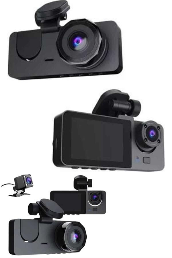 Yol Kayıt Araç Kamerası HD DVR 3 Kameralı 2.0in Ekranlı Ön İç Arka - Lisinya