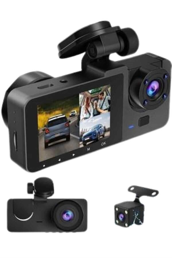 Yol Kayıt Araç Kamerası HD DVR 3 Kameralı 2.0in Ekranlı Ön İç Arka - Lisinya