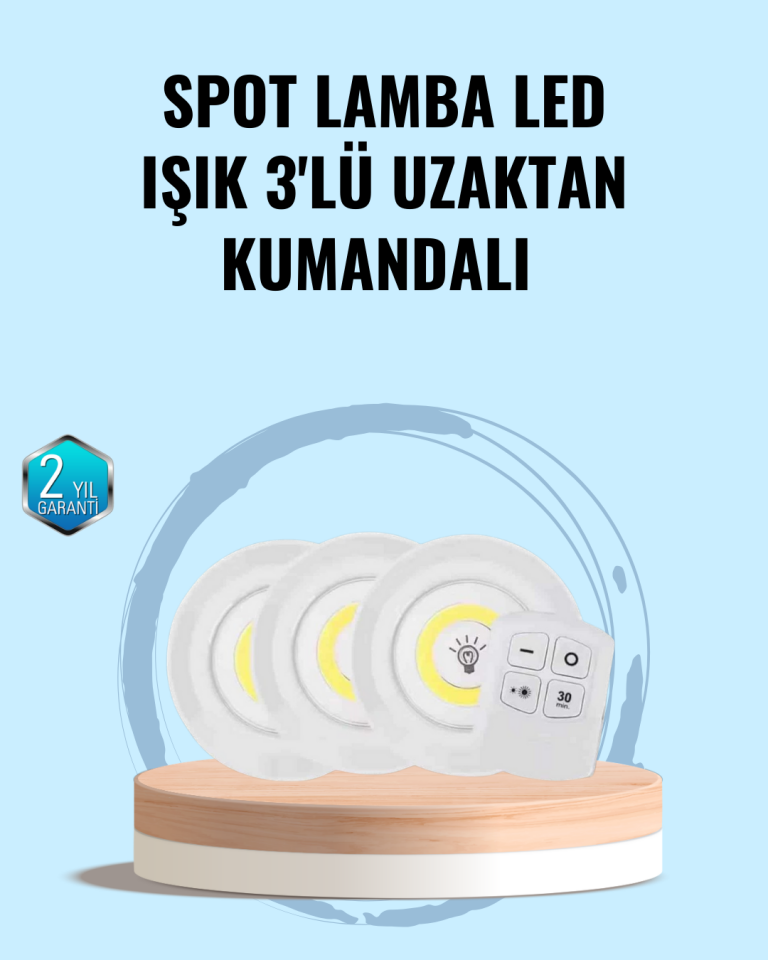 Ev Ofis Kamp İçin Uygun Uzaktan Kumandalı Yapışkanlı Kablosuz Led Spot Lambalar - Lisinya