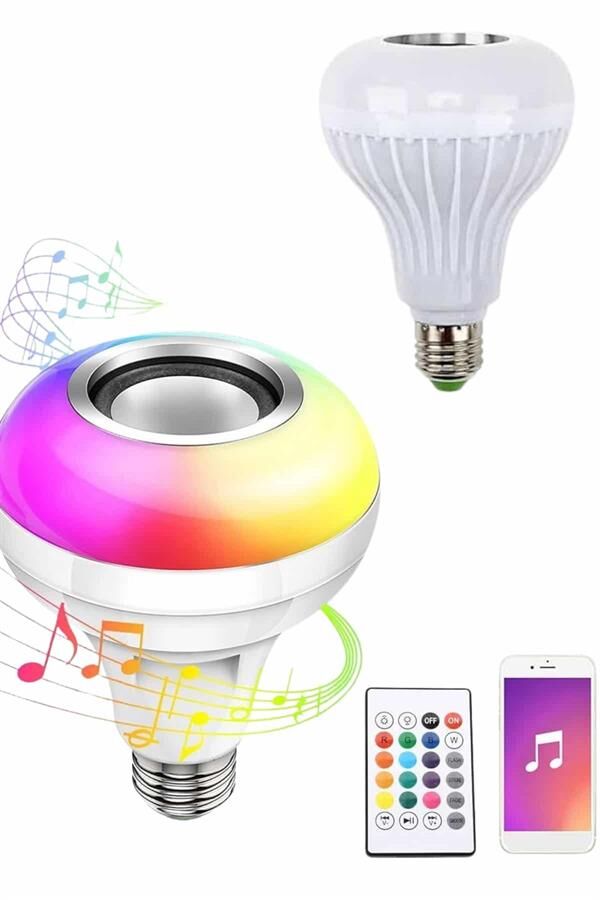 Bluetooth Hoparlör Akıllı Rgb Led Işık Renk Değiştirme Ses Bombası Ampül Görünümlü - Lisinya