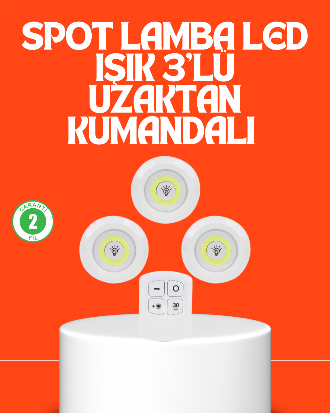 Kablosuz 3 Lü Spot Led Lamba Seti Uzaktan Kumandalı Enerji Tasarruflu Aydınlatma - Lisinya
