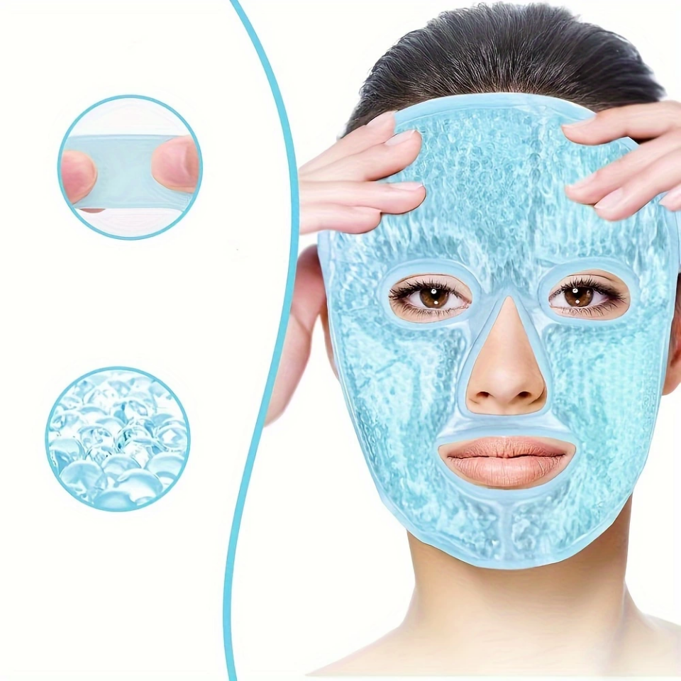Terapi Jel Yüz Maskesi Soğuk Ve Sıcak Boncuklu Ayarlanabilir Maske (Mavi) ( Lisinya )