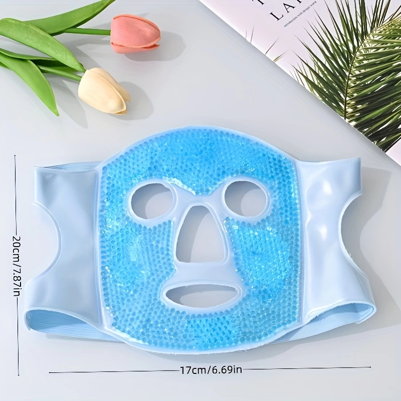 Terapi Jel Yüz Maskesi Soğuk Ve Sıcak Boncuklu Ayarlanabilir Maske (Mavi) ( Lisinya )