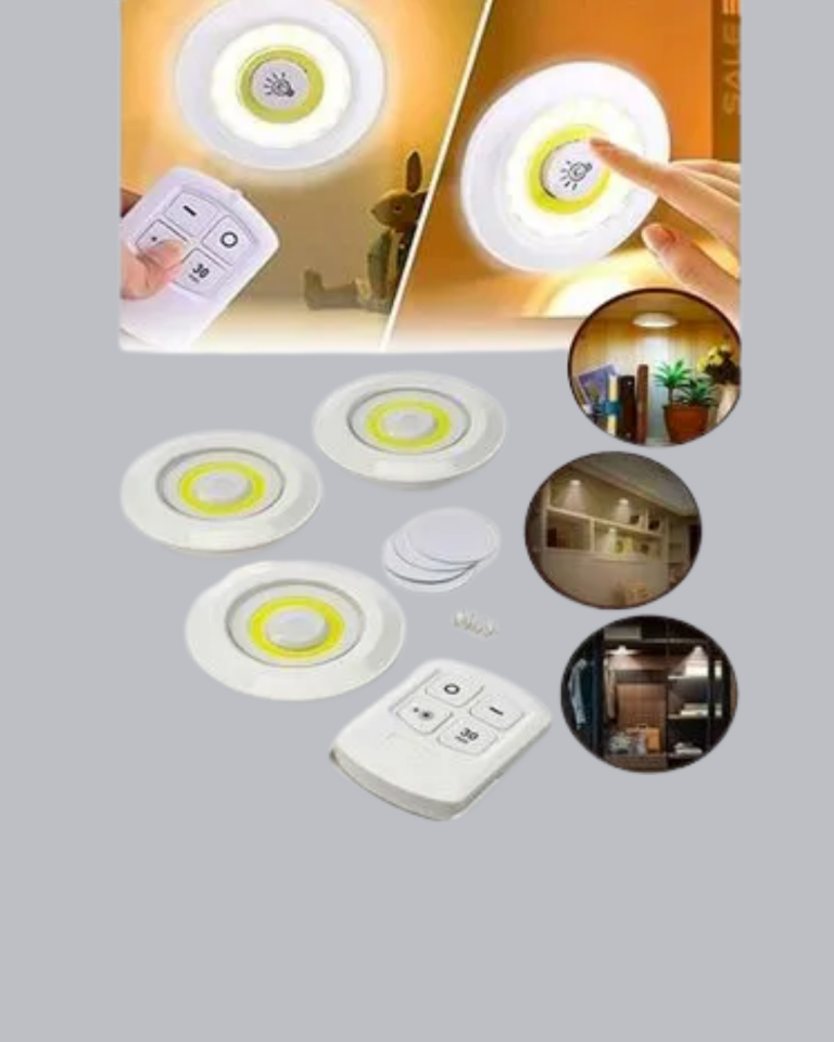 Uzaktan Kumandalı 3 Lü Kablosuz Led Spot Lamba Seti Yapışkanlı Pratik Kullanım - Lisinya