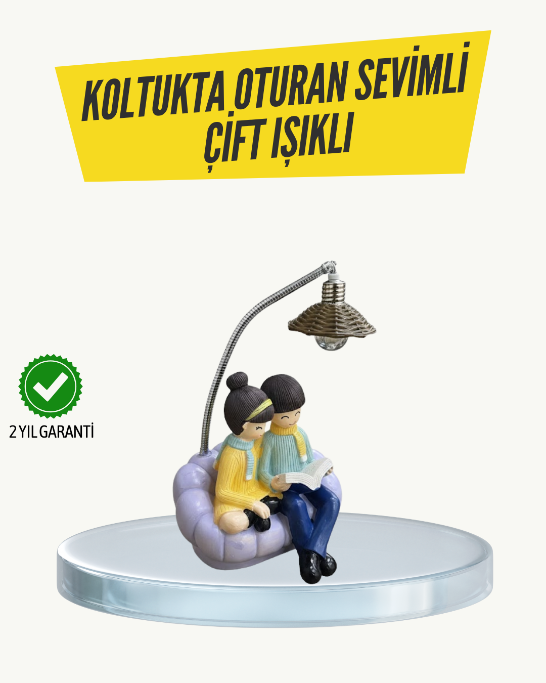 Okuyan Çift Figürlü Dekoratif Gece Lambası Hediye Seçeneği - Lisinya