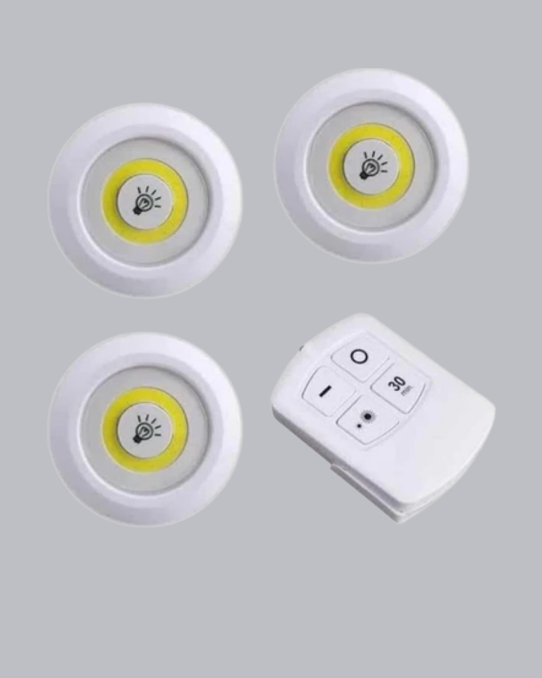 Uzaktan Kumandalı 3 Lü Kablosuz Led Spot Lamba Seti Yapışkanlı Pratik Kullanım - Lisinya