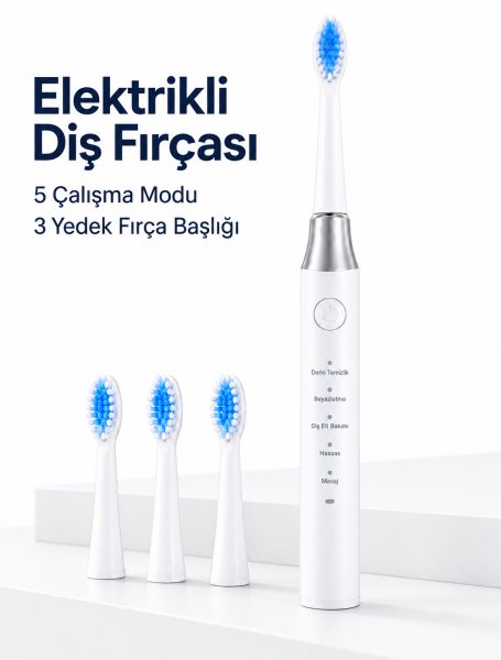 Elektrikli Diş Fırçası 3 Yedek Başlıklı - Lisinya