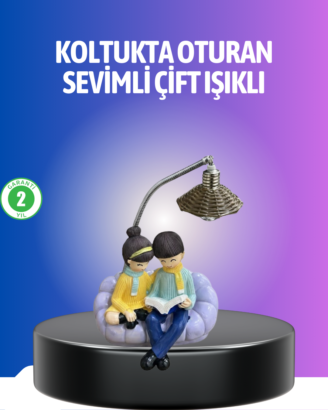 YamanHobi Çift Figürlü LED Gece Lambası Reçine Dekoratif Masa Lambası