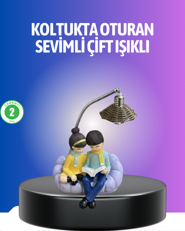 YamanHobi Çift Figürlü LED Gece Lambası Reçine Dekoratif Masa Lambası
