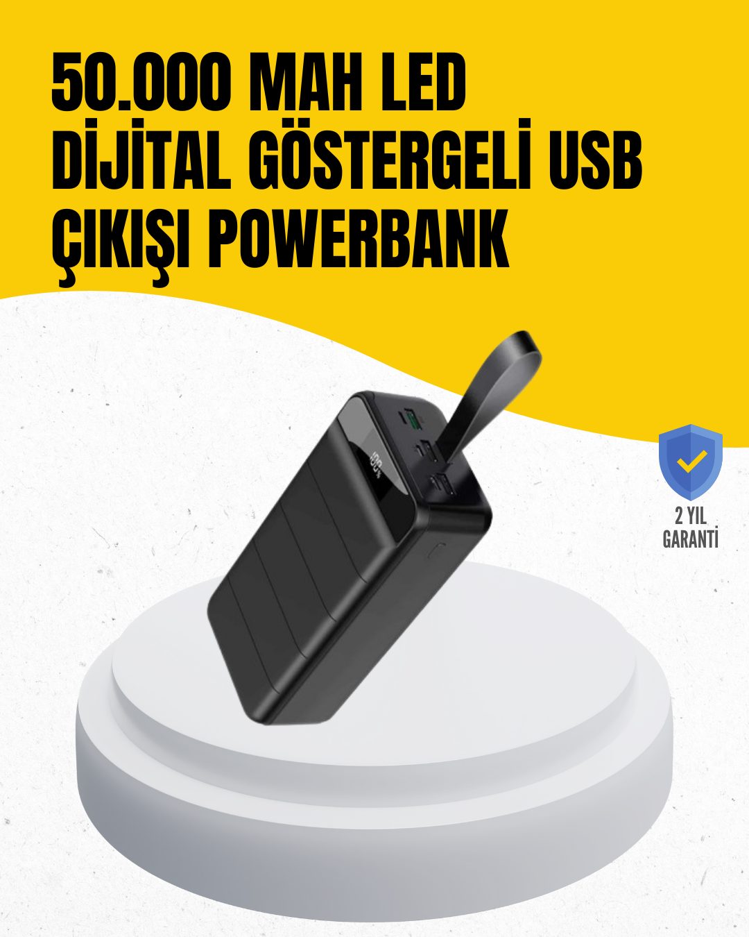 50.000 mAh Kapasiteli Powerbank – Hızlı Şarj Destekli, 4 USB Portlu, LED Işıklı Taşınabilir Enerji Deposu - Lisinya