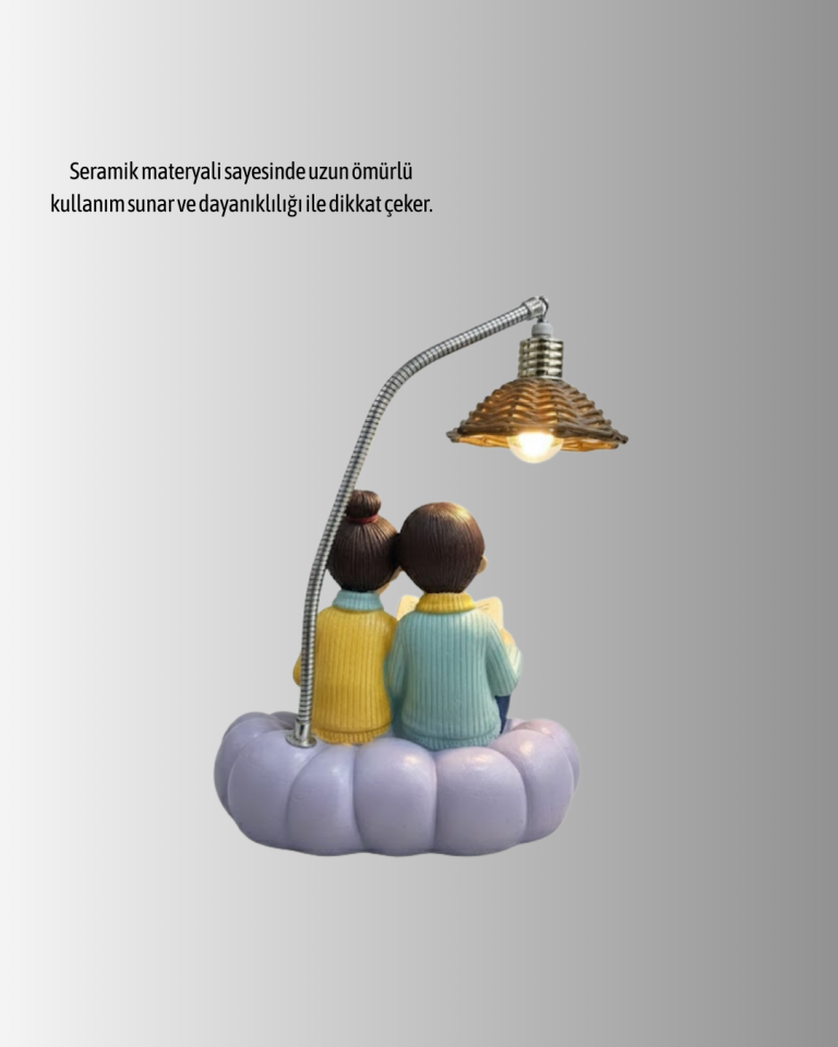 YamanHobi Çift Figürlü LED Gece Lambası Reçine Dekoratif Masa Lambası