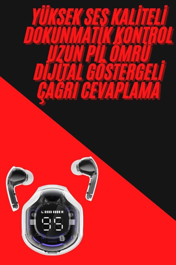 YamanHobi Bluetooth 5.3 Kulaklık ENC Mikrofonlu LED Göstergeli