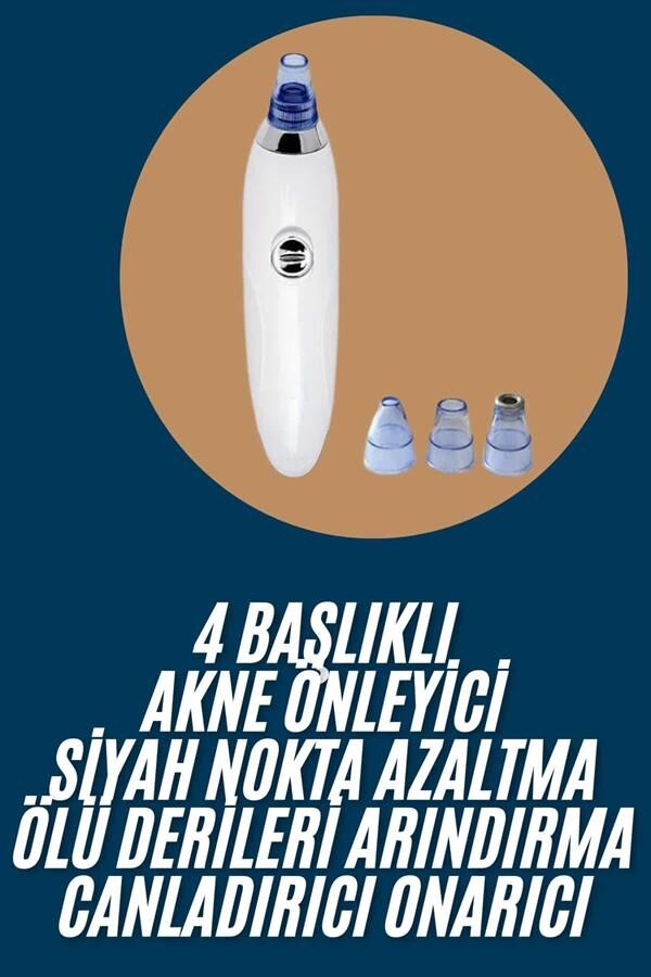 Yeni Nesil Vakumlu Pilli Siyah Nokta ve Yüz Temizleme Cihazı 4 Başlıklı - Lisinya