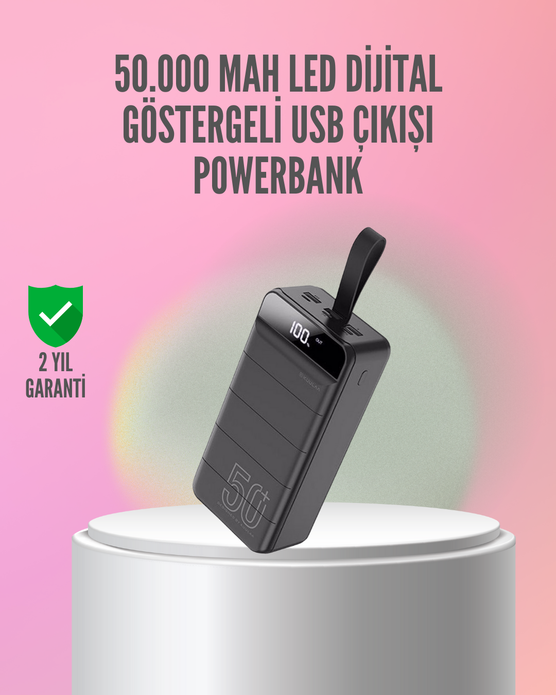 YamanHobi 50000 mAh Powerbank 4 USB Çıkışlı LED Ekranlı Hızlı Şarjlı Siyah
