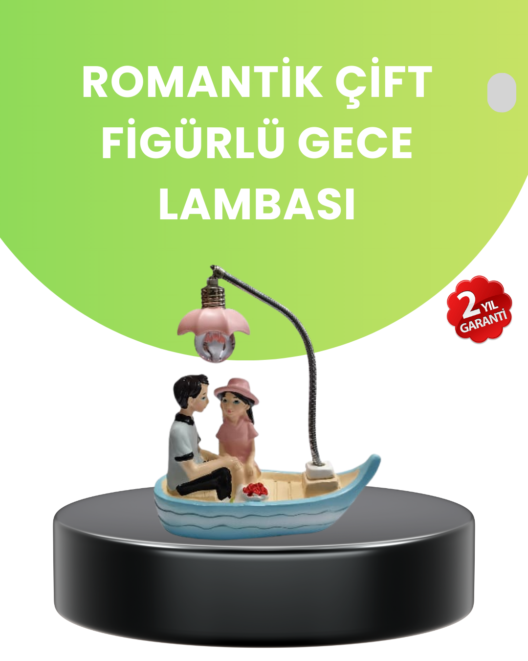 Oturan Çift Figürlü LED Masa Lambası Romantik Hediye - Lisinya