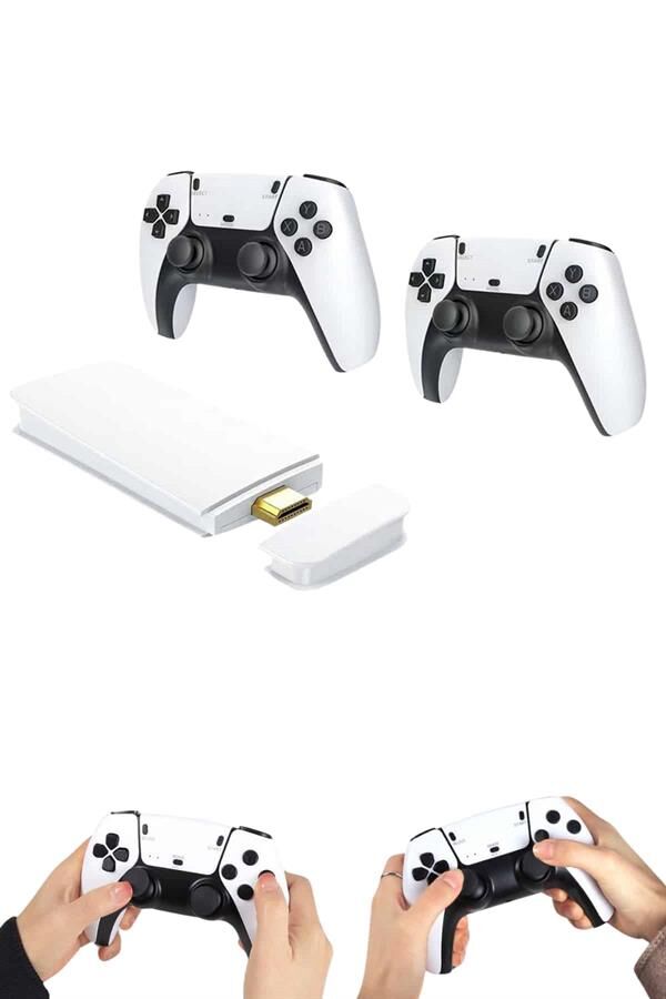 Çift Oyun Kollu 4K HD Ekran Nostaljik 20.000 Oyunlu Beyaz Game Stick - Lisinya