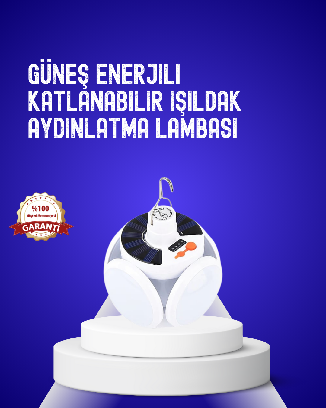 USB ve Solar Şarjlı Katlanabilir 5 Taraflı LED Lamba - Lisinya