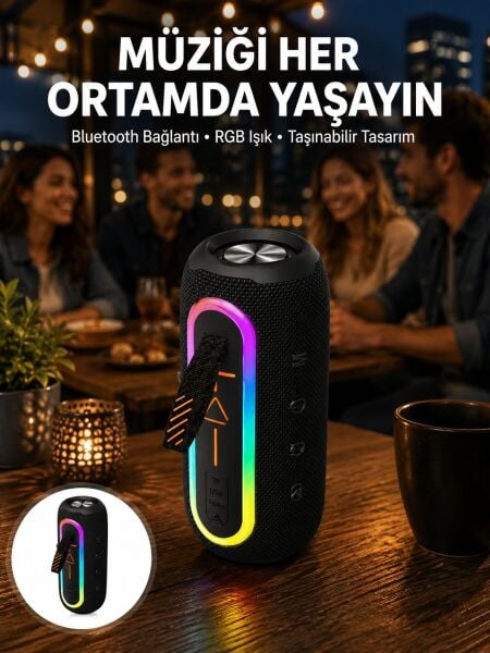 Bluetooth Hoparlör USB Şarjlı Uzun Pil Ömrü Android ve İOS Uyumlu Renkli Yeni Nesil - Lisinya