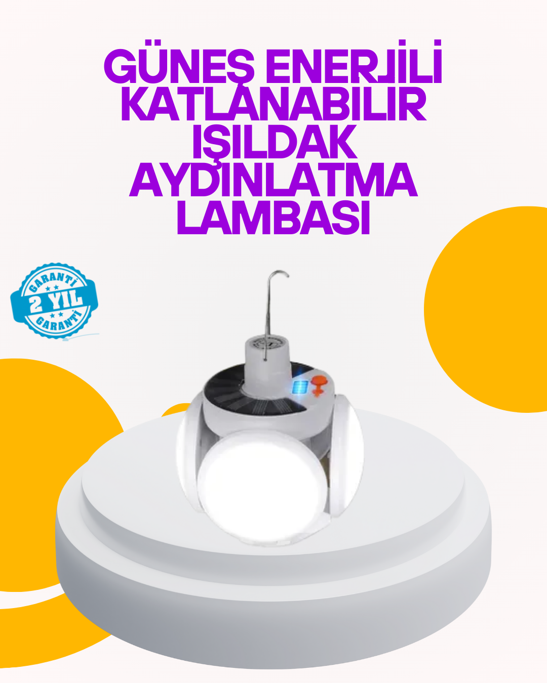 Solar Enerjili Katlanabilir Led Kamp ve Bahçe Lambası - Lisinya