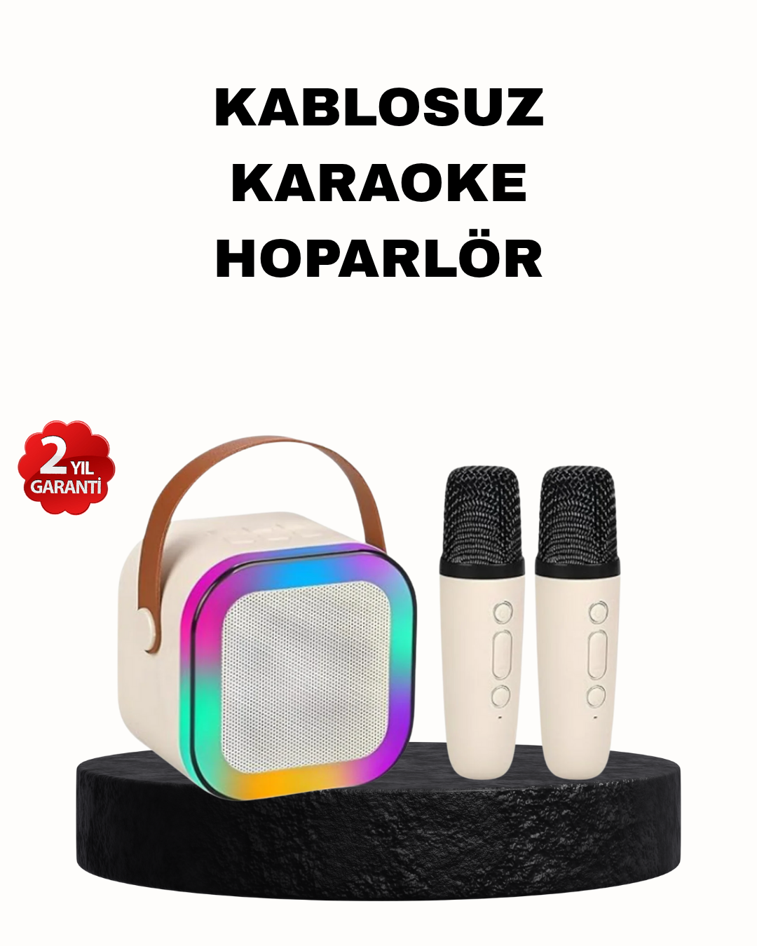 Karaoke Hoparlör Taşınabilir Çift Mikrofonlu ve LED Işıklı Bluetooth 5.0 - Lisinya