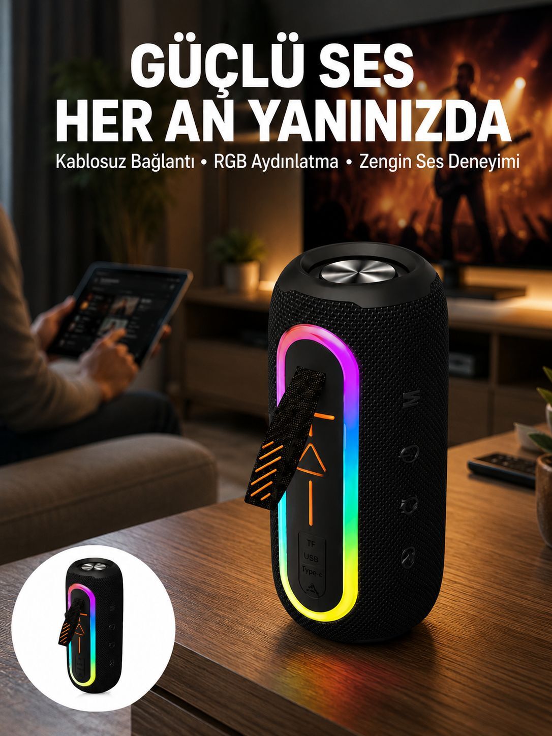Bluetooth Hoparlör Uzun Pil Ömrü Taşınabilir Yüksek Ses Kaliteli Yeni Nesil - Lisinya