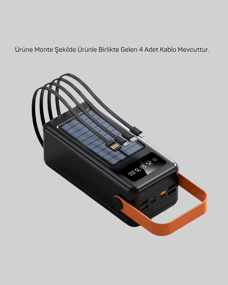 80000 mAh Yüksek Kapasiteli Powerbank Göstergeli Solar Şarj Cihazı - Lisinya