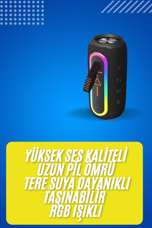 Bluetooth Hoparlör USB Şarjlı Uzun Pil Ömrü Android ve İOS Uyumlu Renkli - Lisinya
